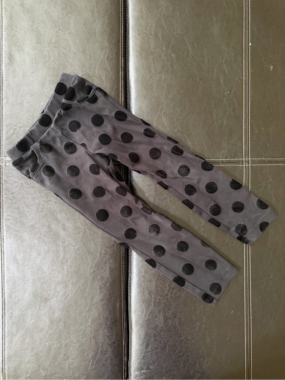 Old Navy - Girl’s Black Pants with Black Velvet Polka Dots